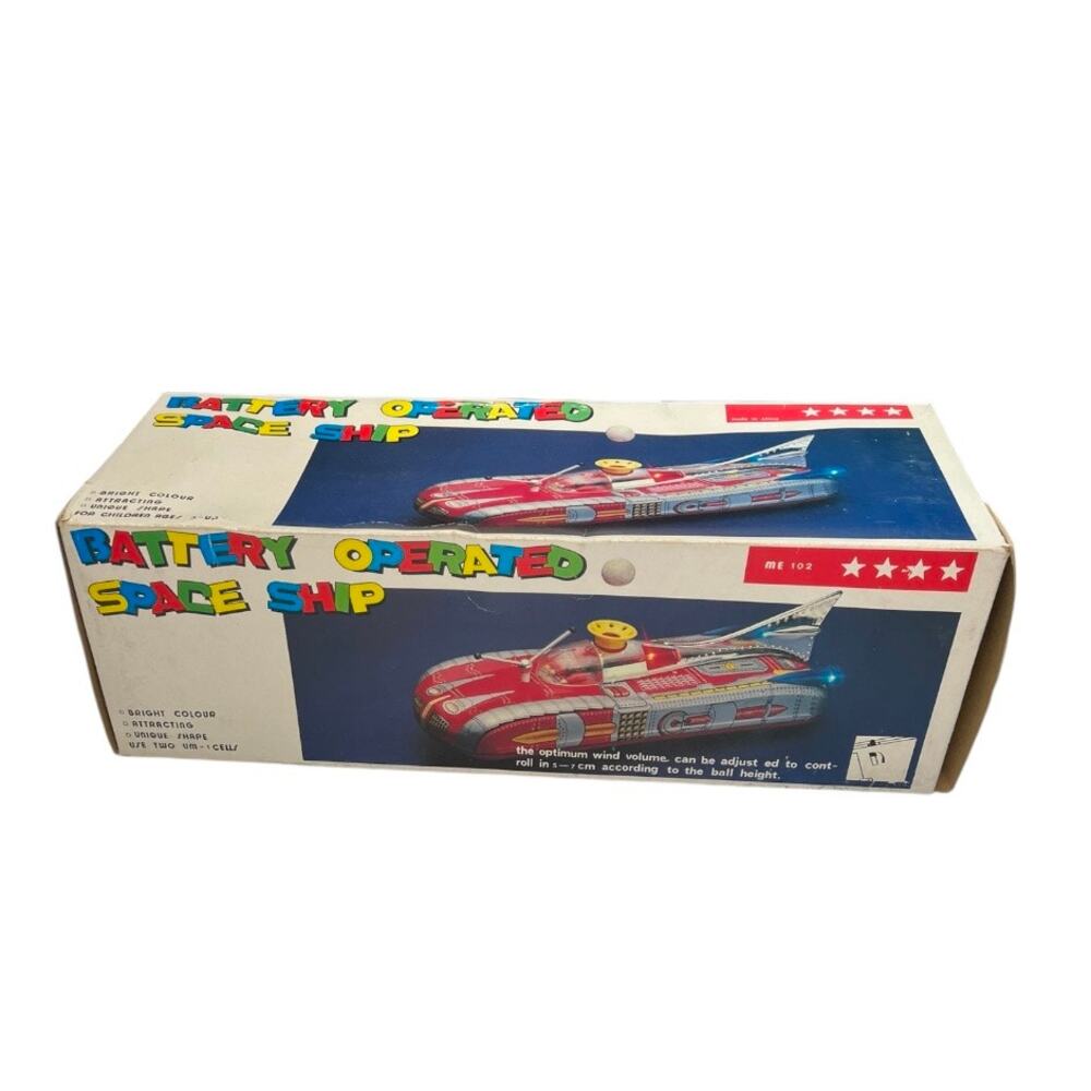 Vintage 1960s Litho Tin Battery Space Car Rocket Ship Red collectible - Picture 2 of 10